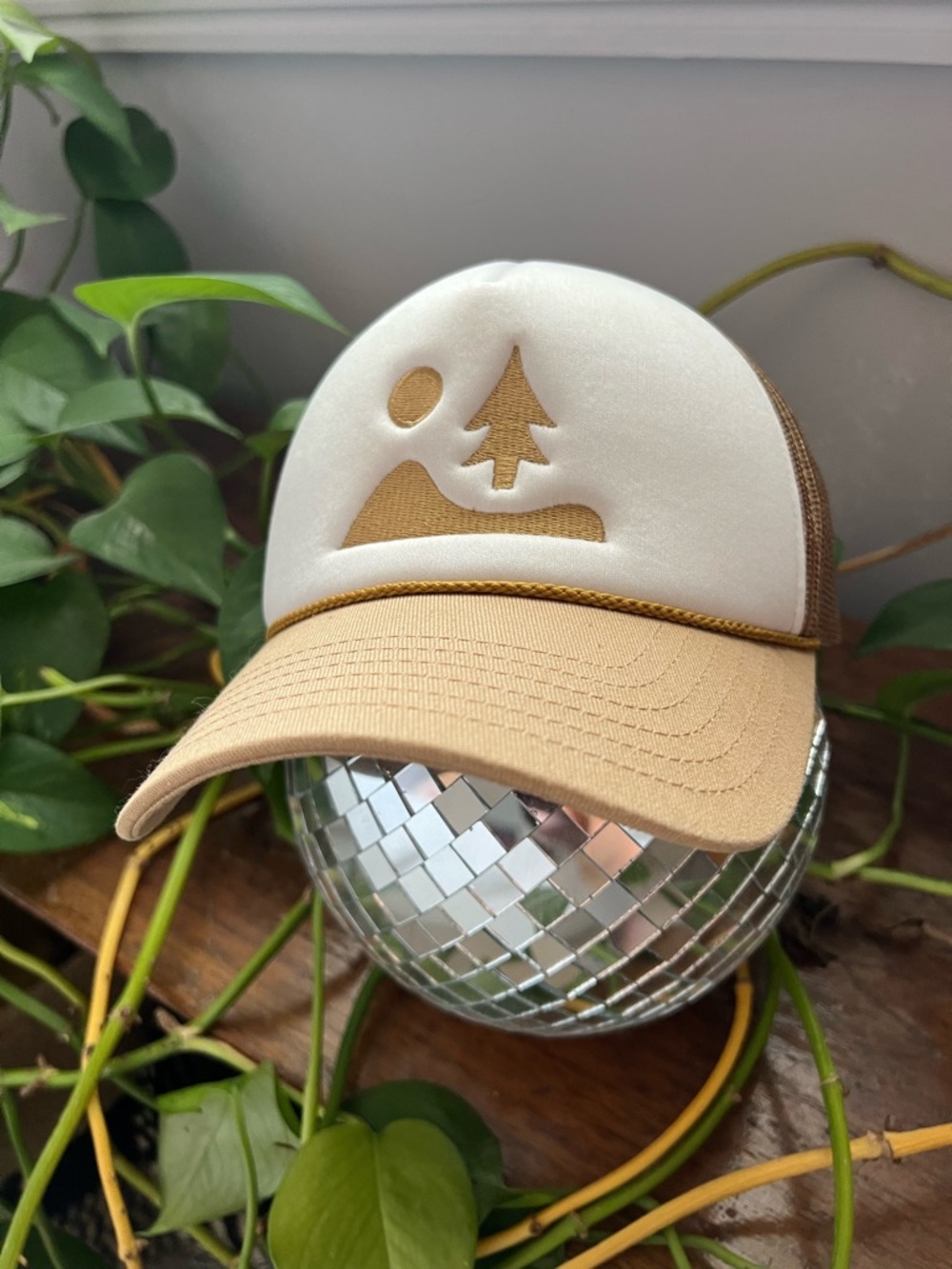 Beige and White Trucker Hat